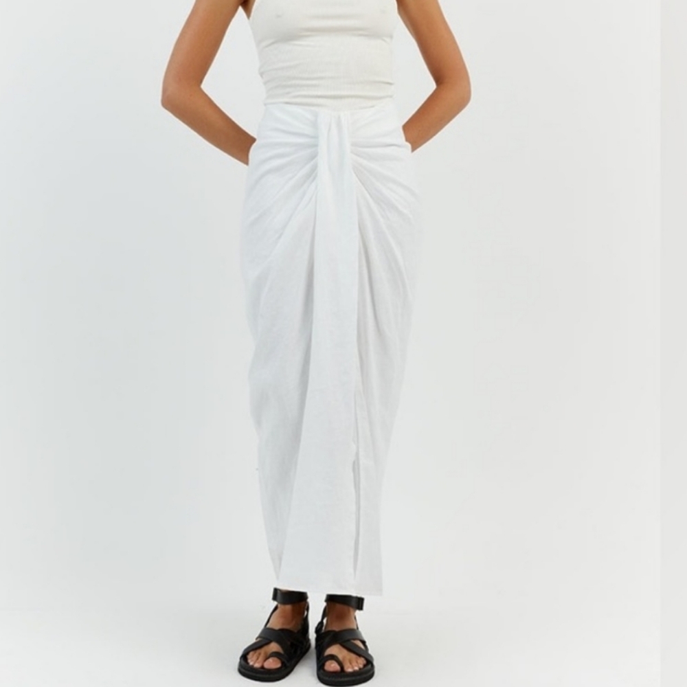Lilah white linen skirt
